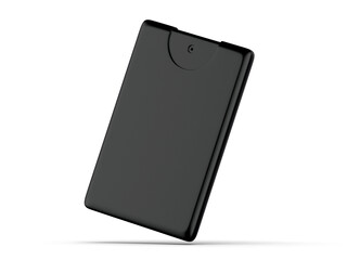 Black pocket perfume mockup, fragrance sample tester container mock up for branding, 3d illustration.