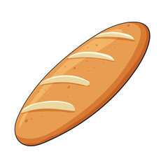 Illustration of a fresh loaf of bread, delicious fast food. Bread isolated on a white background.