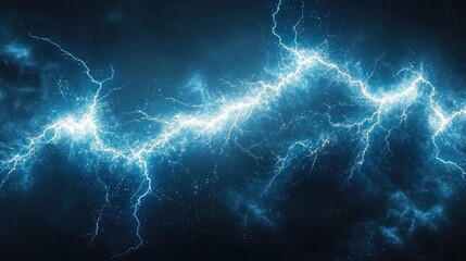 Fototapeta premium Electric blue lightning strikes against a dark, stormy sky