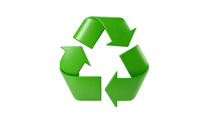 3D rendering of a glossy green icon featuring three curved arrows in a triangle