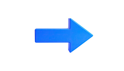 A vibrant, glossy blue arrow pointing to the right against a stark black backdrop