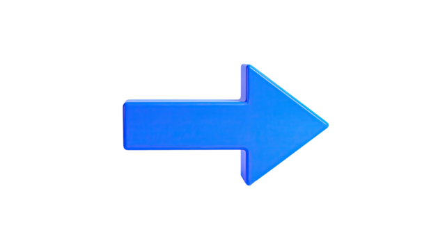 A vibrant, glossy blue arrow pointing to the right against a stark black backdrop