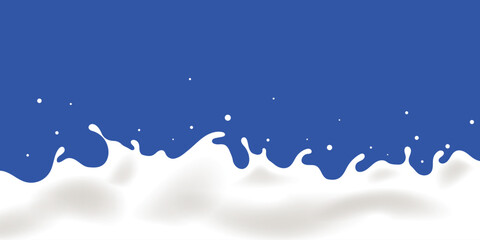 Fresh milk wave, small milk splashes upwards. Promotional design background element