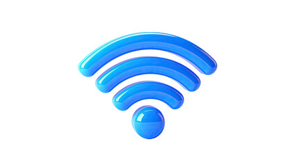 3D blue wireless signal icon floating on a black background