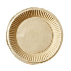 Simple disposable paper plate for picnics and parties on a black studio background