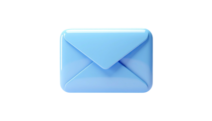 A 3D-rendered light blue envelope against a stark black background