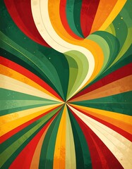 Vibrant, swirling, radial design in warm colors with textured background