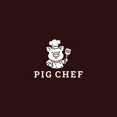 Pig chef logo vector illustration