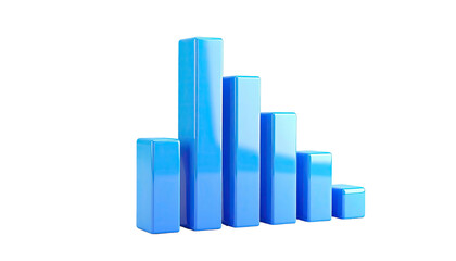 Glossy blue 3D bar graph against a black background, showing data trends