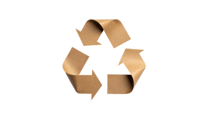 Brown paper recycle symbol against a black background