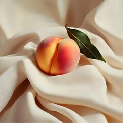 Juicy Peach on Creamy Fabric Still Life Photography