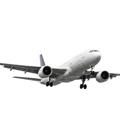 Fototapeta premium Modern aircraft with wings fully extended and visible turbines, captured in a detailed, crisp, minimal style, highlighting aviation design and engineering precision