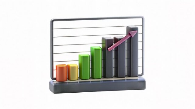 A colorful bar chart displaying growth with an upward arrow indicating progress.