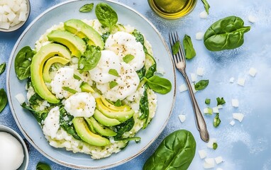 Delicious Avocado Spinach Ricotta Dish Healthy Breakfast Food Photography