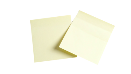 Two yellow sticky notes sit on a black background, one partly covering the other