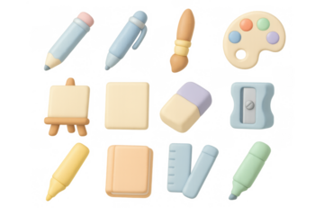 Pastel 3d art supplies set: creativity tools for design and craft projects