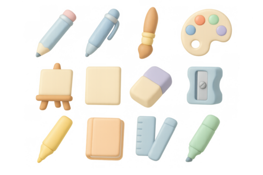 Pastel 3d art supplies set: creativity tools for design and craft projects