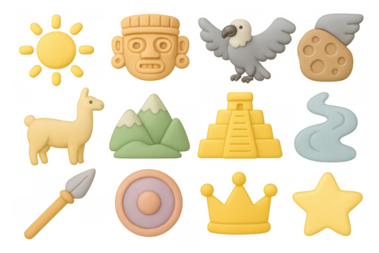 Playful latin american culture icons in pastel tones