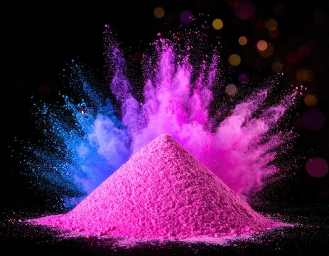 Pink dust pyramid erupts in blue & purple powder explosion