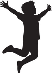 Happy Child Jumping Silhouettes Vector