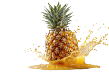 Pineapple splash spiky fruit, juicy liquid
