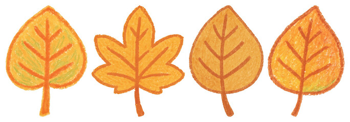 PNG Colorful hand-drawn autumn leaves, element set on transparent background