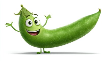 Obraz premium Cartoon pea with happy expression
