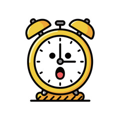 Surprised Yellow Alarm Clock Cartoon Character Vector Illustration
