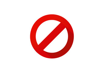 A bold red prohibition symbol, a circle with a diagonal line, signifies 'no entry' or 'forbidden' against a solid dark transparent background. Ideal for warnings. background removed