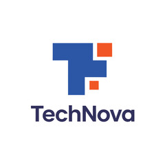 Fototapeta premium Tech Nova Logo Initial Letter T Modern Geometric Technology Vector Icon