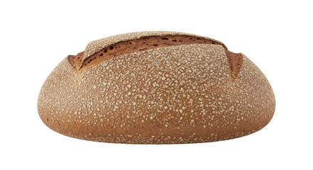 Isolated sourdough bread loaf, rustic bakery food, homemade artisan bread, whole grain loaf
