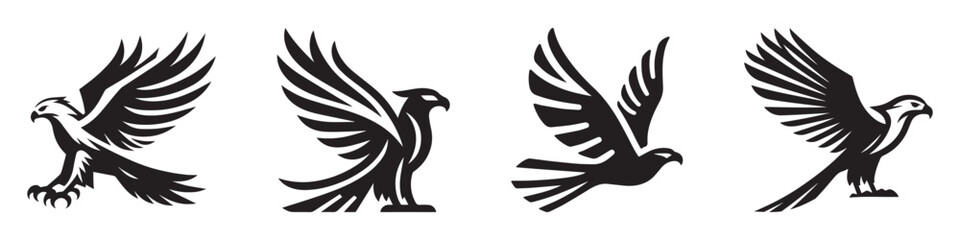 Obraz premium Nature Landscape Outdoor Desert Eagle Icon, Flat Silhouette of a Wildlife Animal Vector for Adventure Illustration Design