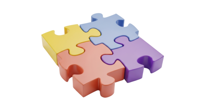 Isolated Puzzle Pieces Connecting Together in a Variety of Colors, Symbolic Collaboration