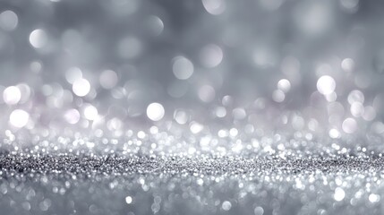 Soft lighting and bokeh enhance a shimmering silver background, perfect for events or artistic endeavors