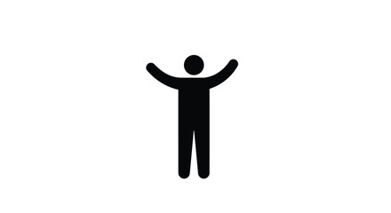 Simple black silhouette of a person with arms raised in celebration