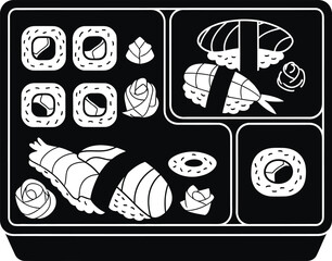 Vector art of bento box with sushi and rolls © Tarek