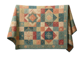 Handcrafted quilt featuring detailed patterns for a stylish guest bedroom accent.