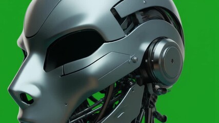 "A sleek, metallic futuristic horror mask rotates smoothly, its cold, lifeless surface reflecting ambient light—evoking dread, mystery, and cybernetic unease." - Powered by Adobe