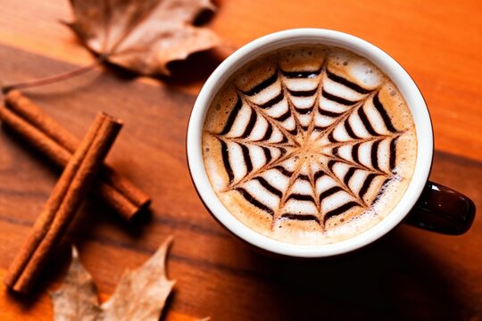 Halloween Spider Web Latte Art