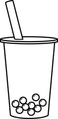 Vector art of outline of a bubble tea drink with straw