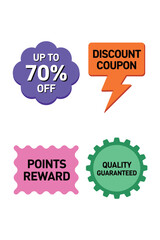 Set of Discount Promotion Tags Coupon Points Reward Quality Guaranteed