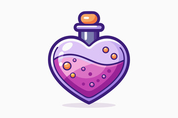 Magic heart potion icon heart shaped enchanting potion bottle
