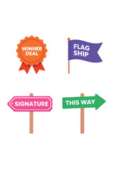 Set of Premium Selection Badges Winner Deal Flagship Signature Direction Sign