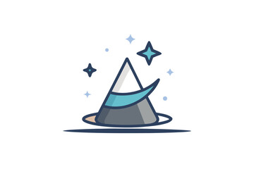 Pointed hat icon with sparkles sharp wizard hat magical theme