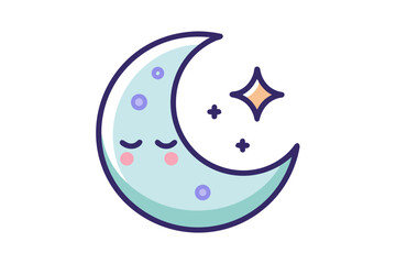 Obraz premium sleeping moon icon crescent moon with tiny close mysterious night