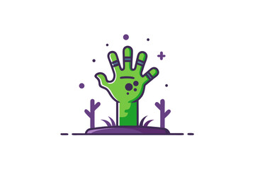 Zombie hand icon minimal undead hand rising creepy halloween design