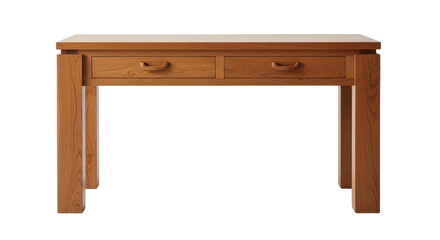 Isolated solid wood hall table, two storage drawers, classic console table, light brown