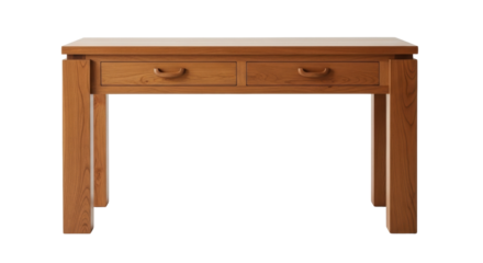 Isolated solid wood hall table, two storage drawers, classic console table, light brown