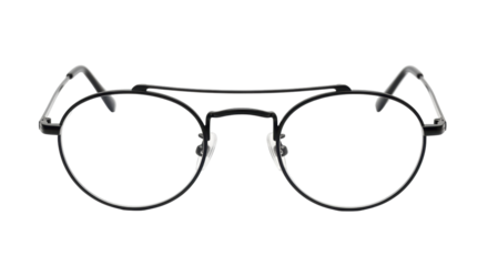 Isolated round eyeglasses with metal frames. Stylish men's eyewear for improved vision.