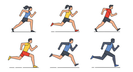 Six runners in motion a colorful illustration of athletic activity
